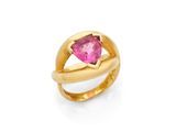 a pink tourmaline and yellow gold ring
