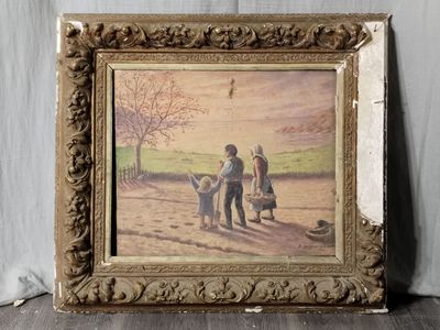 une photo d'un tableau représentant un homme et un chien