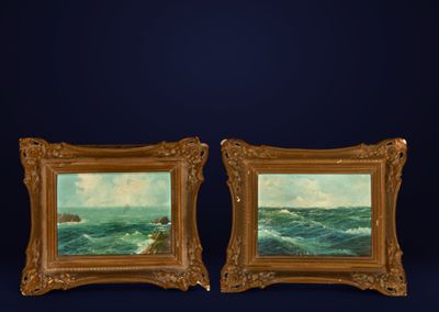 Paire de marines, 19e siècle. Signée