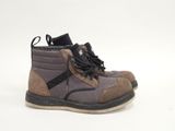 pair of brown and black boots on a white background
