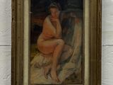 a painting of a nude woman sitting on a chair