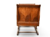 an image of a wooden chair on a stand with a white background