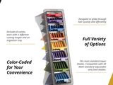 an image of a display case filled with assorted colored pencils