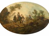 an image of a painting of a group of people riding on horses