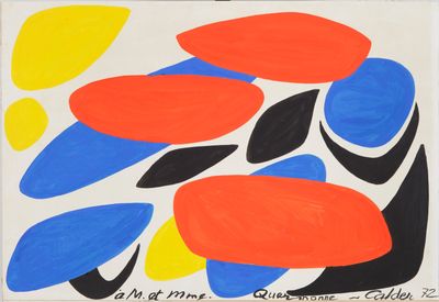 an image of a painting of colorful shapes on a white background