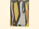 an image of a picture of a painting of a person in a black and white dress