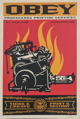 an image of a poster with a picture of a fire engine on it