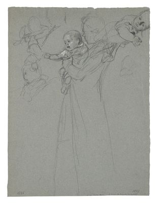 a drawing of a woman holding a baby in her arms