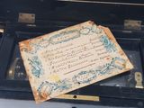 a piece of paper that has been placed in a suitcase