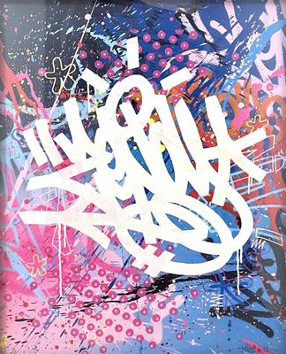 painting of graffiti on the wall of a building with the words graffiti on it