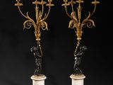 pair of 19th century french bronze and marble candelabs