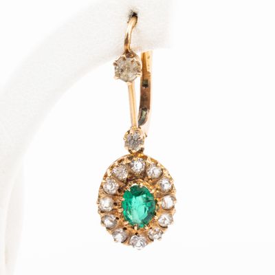 an image of a pair of emerald and diamond earrings