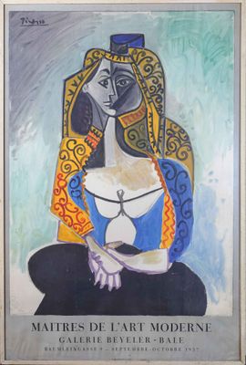 une image d'un tableau représentant une femme en robe bleue