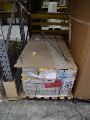 a stack of boxes on a pallet in a warehouse