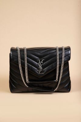 saint laurent black chevrone leather clutch bag