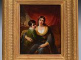 a painting of a woman holding a child in her arms