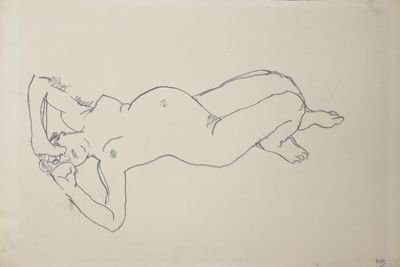 une image représentant le dessin d'une femme nue allongée sur le ventre