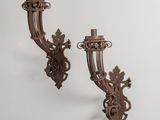 paire d'appliques murales anciennes en fonte
