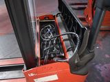 a fork lift truck with a large engine in the back