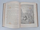 an open book with a picture of a man on a horse