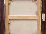 an old picture frame with a piece of paper taped around it