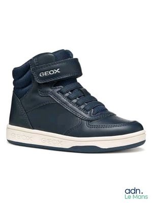 Baskets montantes en cuir pour petit garçon de la marque Geox, avec bande Velcro