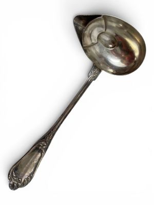 silver spoon on a white background with a spoon in the middle of it