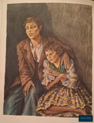 an image of a drawing of a man and a woman sitting next to each other