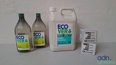 two bottles of ecover and a carton of soap