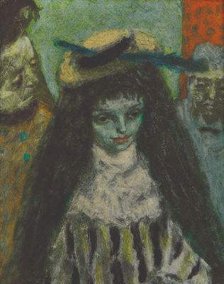 une image représentant un tableau d'une femme coiffée d'un chapeau