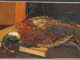 un tableau représentant un faisan posé sur une table