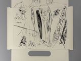 a black and white drawing on a piece of paper