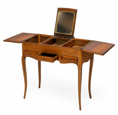 an image of a wooden desk with a laptop on top of it