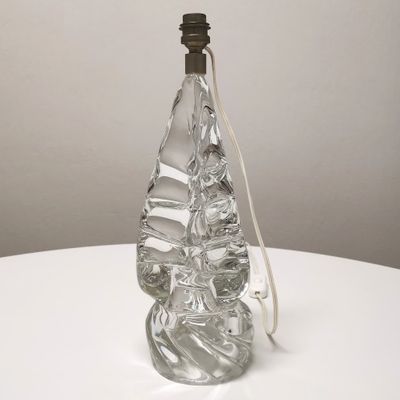 Pied de lampe en cristal, travail des années 60/70. Bon état, petit éc - Photo 1