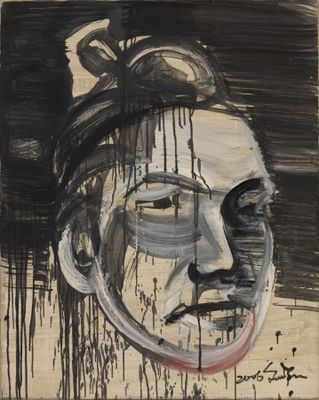 an image of a drawing of a man ' s face on a piece of paper
