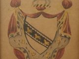 an old picture of a coat of arms with a rabbit on it