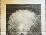 a drawing of a train on the tracks with smoke coming out of it