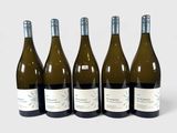 six bouteilles de vin sont alignées sur une surface blanche