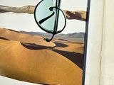 a picture of a picture of a pair of glasses hanging from a tree branch