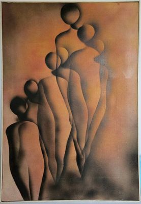 École moderne Silhouettes Acrylique sur toile annotée au dos