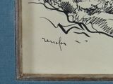 a picture of a drawing of a man on a horse