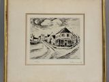 an image of a drawing of a house in a frame