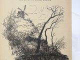 the front cover of a book with a drawing of a house on a hill