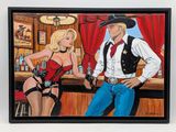 painting of a man and a woman in a cowboy outfit