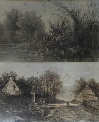 deux images représentant une maison et une rivière sur la même photo