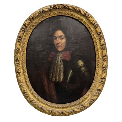 Ecole française du XVIIIe s. Portrait d'homme en armure