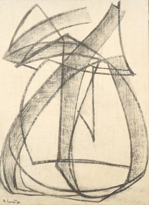 an image of a drawing of a vase on a table