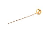 yellow gold plated lapel pin with a pearl and diamond center