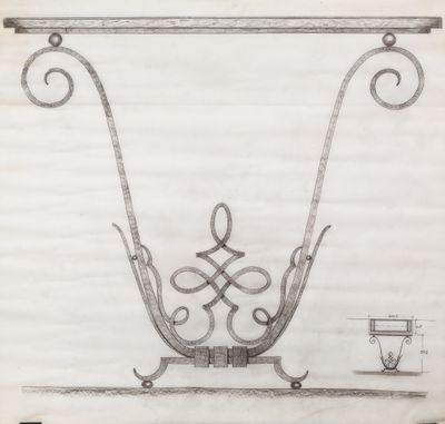 un vieux dessin représentant une table ornée d'un motif
