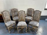 lot de six chaises de salle à manger de style français avec assises rembourrées